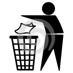 Tidy man symbol, do not litter icon, keep clean, dispose of carefully and thoughtfully symbol, vector illustration. photo