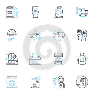 Tidying up linear icons set. Declutter, Organize, Simplify, Minimalism, Clean, Neat, Purge line vector and concept signs