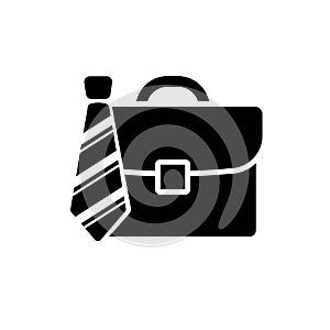Tie and biefcase icon. Symbol of office work and corporate culture. Vector Illustration
