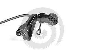 Tie clip microphone isolated on white background