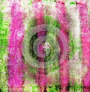 Tie dye ancient resist-dyeing techniques pink green textile pattern abstract background on cotton fabric simple motifs,