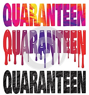 Tie Dye, Melting Text and Rough Stone Quaranteen Funny Illustration with Clipping Path Isolated on White