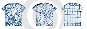 Tie dye pattern t-shirt set isolated on white background