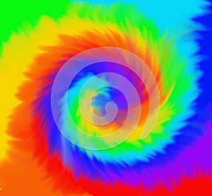 Tie Dye rainbow colorful spiral background.