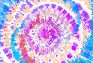 Tie dye retro color background. Hippie abstract pattern. Colorful texture