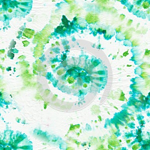 Tie Dye Seamless Pattern. Ethnic Pattern. Bohemian Flowers Borders. Green Boho Ornament. Abstract Background. Green Tie Dye Batik