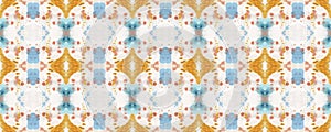 Tie Dye Seamless Pattern. Ethnic Pattern. Geo Bohemian Borders. Multicolor Boho Pattern. Abstract Textile Print. Blue Tie Dye Rug