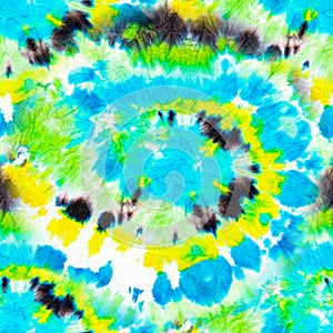 Tie Dye Seamless Pattern. Ethnic Texture. Floral Bohemian Ornament. Blue Mottled Prints. Abstract Background. Indigo Tie Dye Rug.