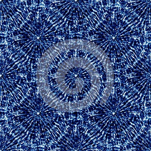 Tie-dye seamless pattern. Ornament watercolor abstract. White and blue print for textiles. Handmade