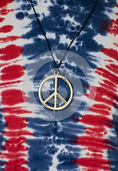 Tie Dye Shirt with Peace Symbol Necklace