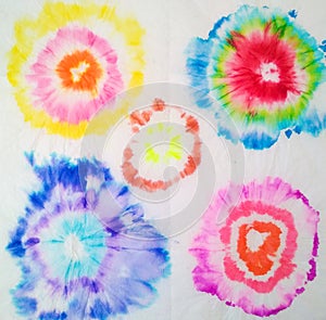 Tie Dye Spiral. Aquarelle Print. Trendy Tie Dye Spiral. Rainbow Artistic Circle. Tiedye Swirl. Vibrant Hand Drawn Illustration.