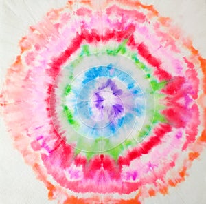 Tie Dye Spiral. Magic Watercolor Dirty Art. Trendy Tie Dye Spiral. Rainbow Artistic Circle. Tiedye Swirl. photo