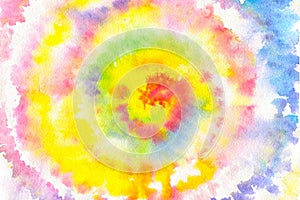 Tie Dye spiral rainbow wallpaper color, abstract texture and background. Hippie spiral style. Colorful burst