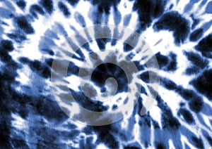 Tie dye spiral shibori indigo blue navy white watercolour abstract background