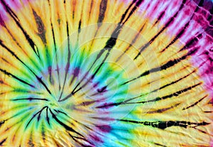 Tie dyed pattern on cotton fabric abstract background.