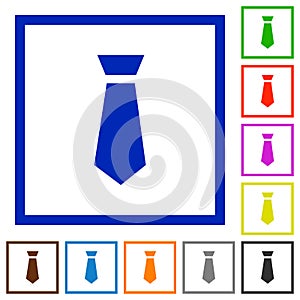 Tie flat framed icons