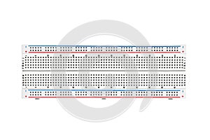 Tie point solderless breadboard for building prototypes of electronic circuits isolated on white