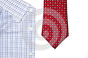Tie and shirt on a white background