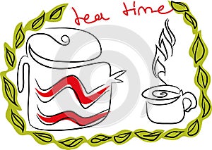 Tie time letter with tea leaf