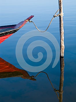 Tied canoe