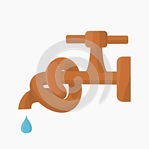 Tied Faucet for Water Saving Concept Vector Illustration