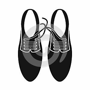 Tied laces on shoes joke icon, simple style