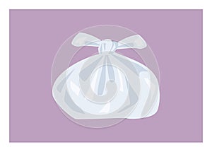 Tied plastic bag. Simple flat illustration photo