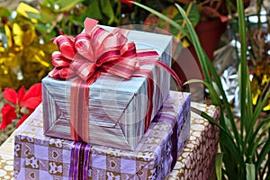 Tied ribbon gift box