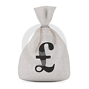 Tied Rustic Canvas Linen Money Sack or Money Bag with Pound Sterling Sign. 3d Rendering
