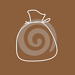 Tied sack icon or symbol with line style