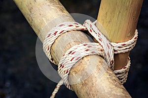 Tied together with a square lashing by scouts