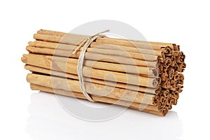 Tied true ceylon cinnamon sticks, isolated on