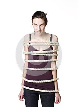 Tied up woman