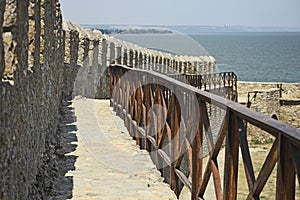 Tier (battle) on the defensive wall with loopholes Akkerman fortress, Ukraine
