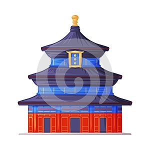 Tiered Pagoda Building as Traditional Cultural Chinese Architecture Vector Illustration