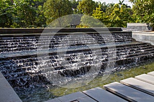 A tiered water cascade