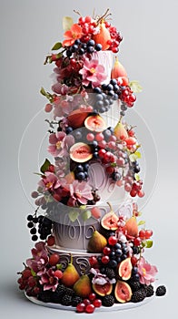 Tiered Wedding Cake with fruits