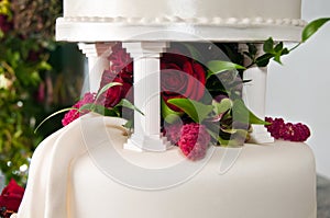 Tiers on Wedding Cake with flowers