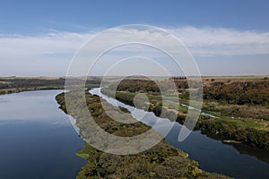 Tiete river with river view and waterway canal photo