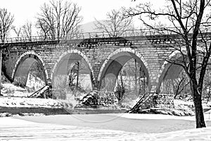 Arched Train Bridge, Monochrome, Wisconsin