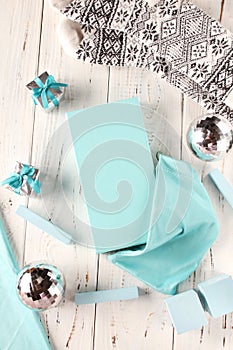 Tiffany Style Gifts. background flatlay