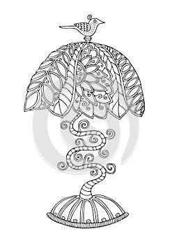 Tiffany style lamp. Illustration for adult coloring book.