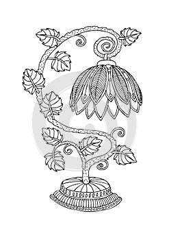 Tiffany style lamp. Illustration for adult coloring book.