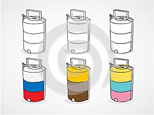 Tiffin carriers hand draw sketch vector. Tiffin carriers icon. - Vector photo
