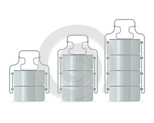 Tiffin food carrier icon set photo