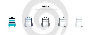 Tiffin icon in different style vector illustration. two colored and black tiffin vector icons designed in filled, outline, line