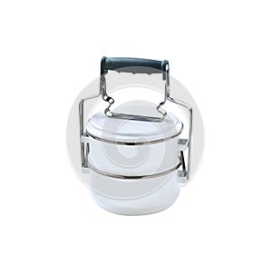 Tiffin. Metal Tiffin, Food Container On White Background.