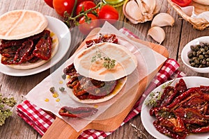 Tigella bread with sun-dried tomatoes