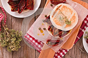 Tigella bread with sun-dried tomatoes