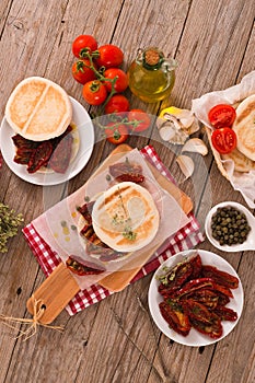 Tigella bread with sun-dried tomatoes.